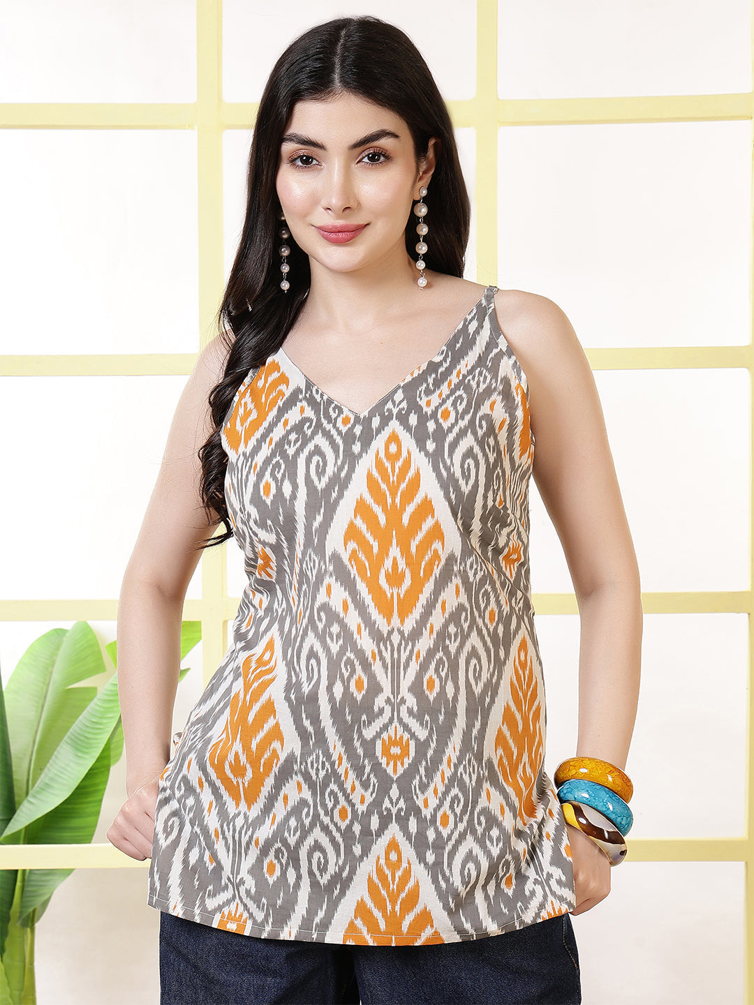 Women Grey Printed Straight Tunic | LASVINI - Redefining Indian Fashion with Elegance