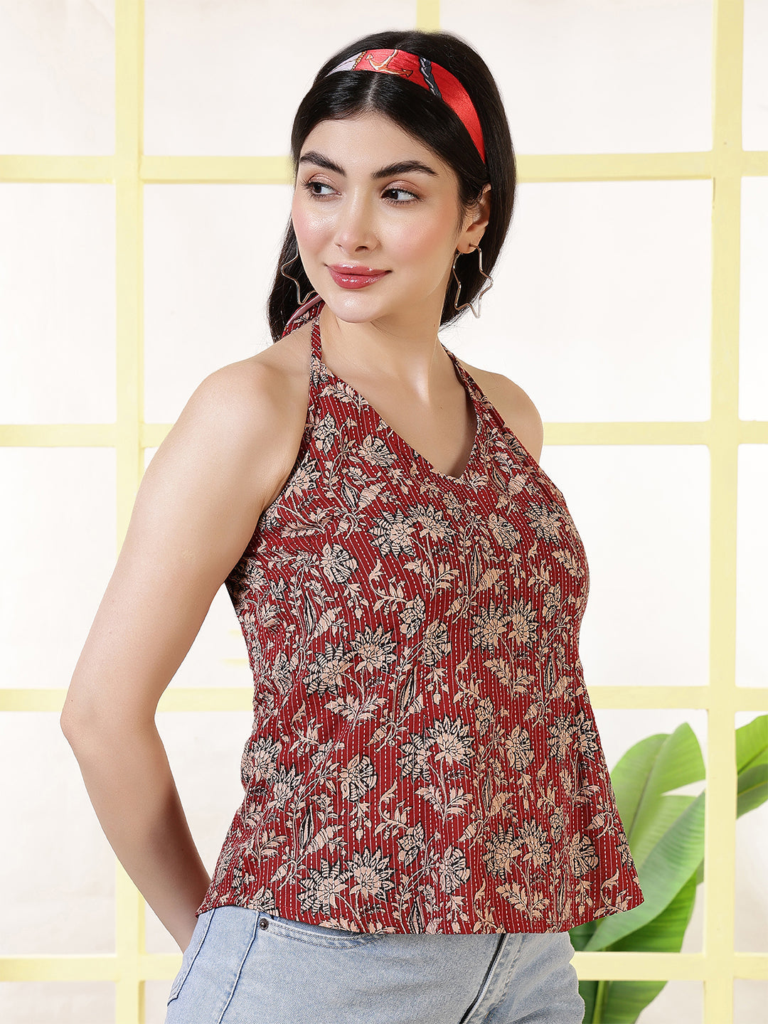 Women Maroon Printed Straight Tunic | LASVINI - Redefining Indian Fashion with Elegance