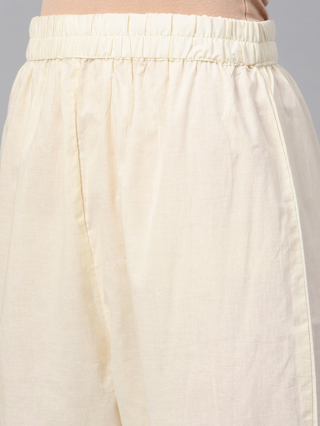 Cream & Gold Floral Printed Kurta Set With Solid Cream Pants | LASVINI - Redefining Indian Fashion with Elegance