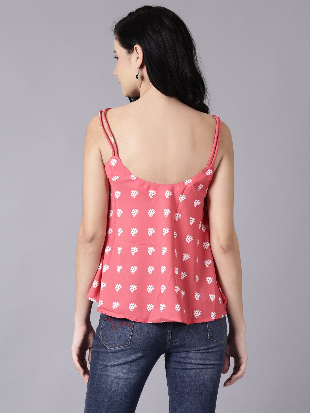 Women Coral Casual Printed Shoulder Straps Top | LASVINI - Redefining Indian Fashion with Elegance