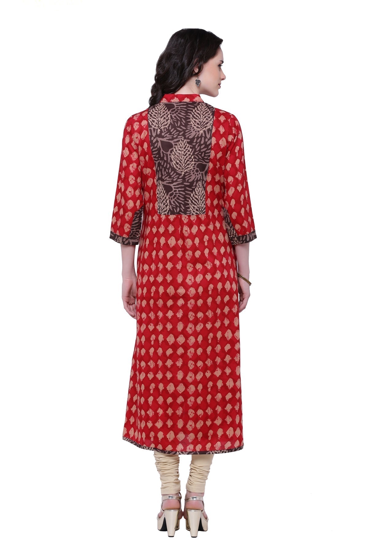 Women'S Red A-Line Cotton Long Kurta | LASVINI - Redefining Indian Fashion with Elegance