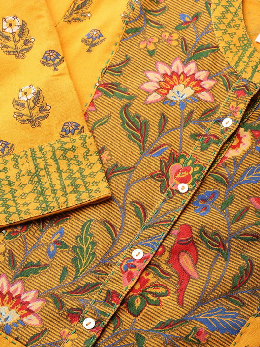 Yellow Printed Long Kurta | LASVINI - Redefining Indian Fashion with Elegance