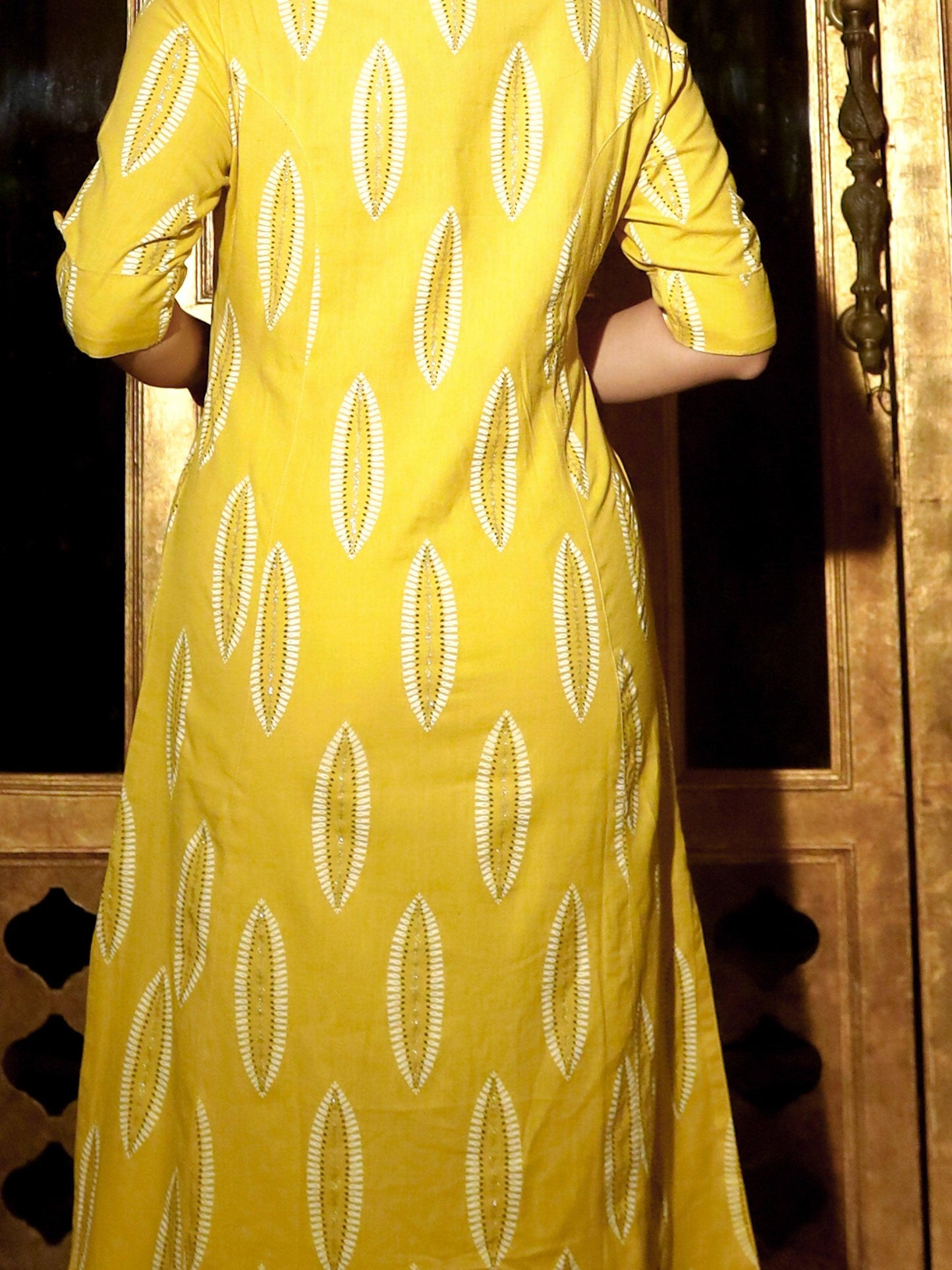 Yellow Cotton A Line Kurti | LASVINI - Redefining Indian Fashion with Elegance