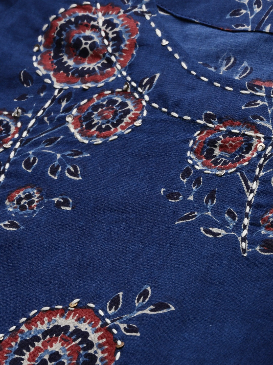 Women'S Navy Blue Printed Cotton Kurta Set With Dupatta | LASVINI - Redefining Indian Fashion with Elegance