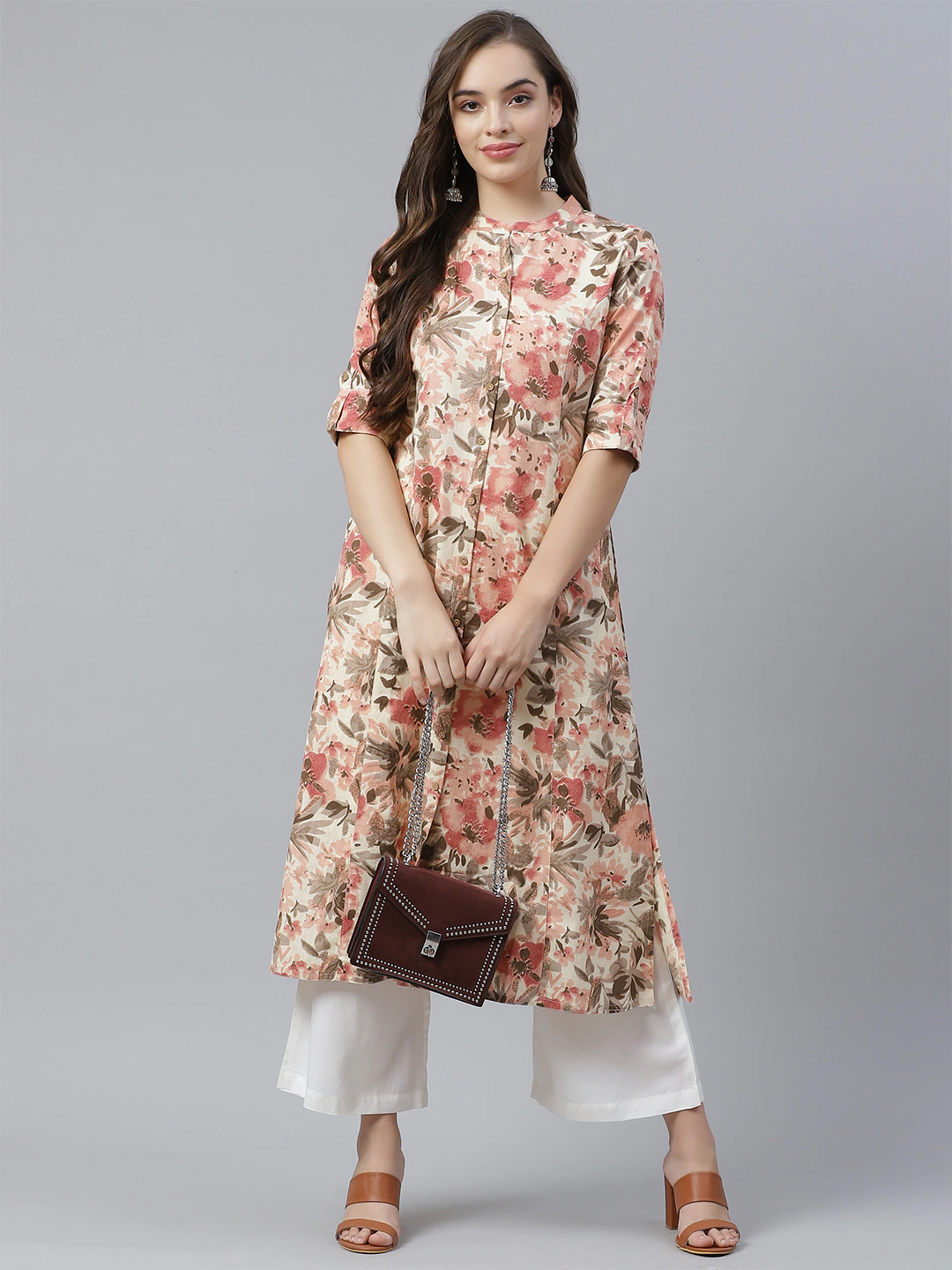 Women'S Cream Cotton Floral Print Kurta | LASVINI - Redefining Indian Fashion with Elegance
