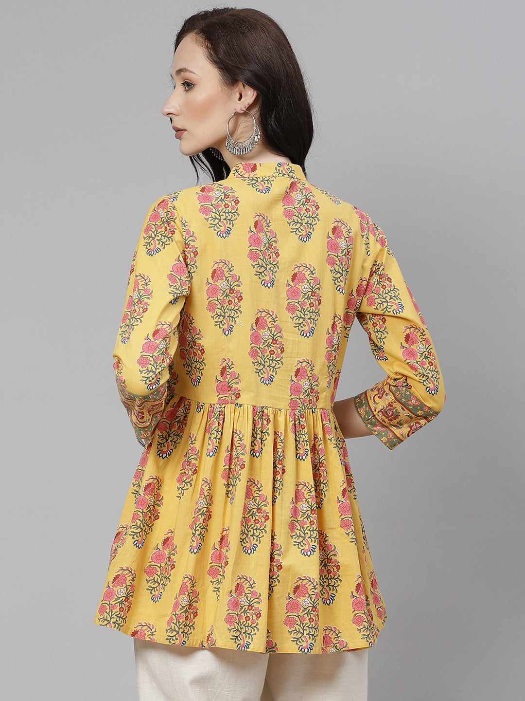 Women'S Mustard Floral Print Top | LASVINI - Redefining Indian Fashion with Elegance