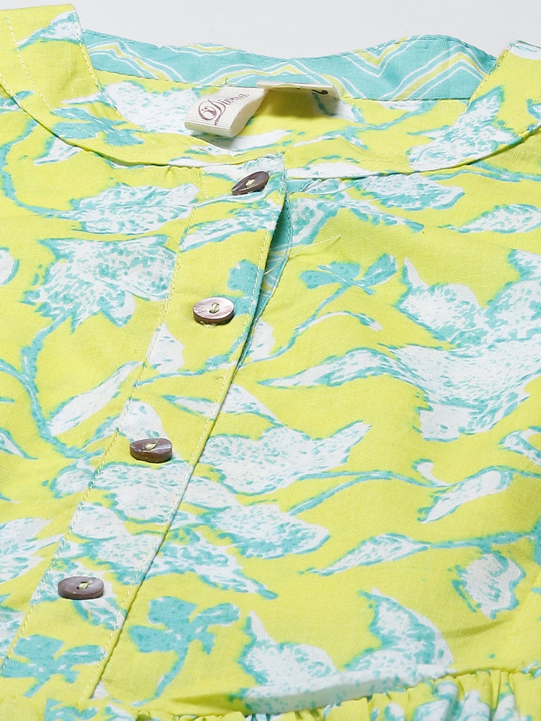 Women'S Lemon Yellow Printed Short Top | LASVINI - Redefining Indian Fashion with Elegance