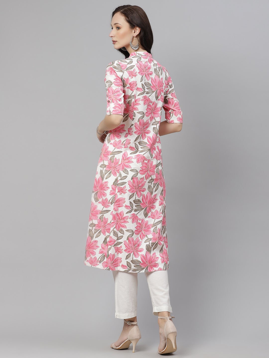 Women'S Floral Print A-Line Cotton Kurta | LASVINI - Redefining Indian Fashion with Elegance