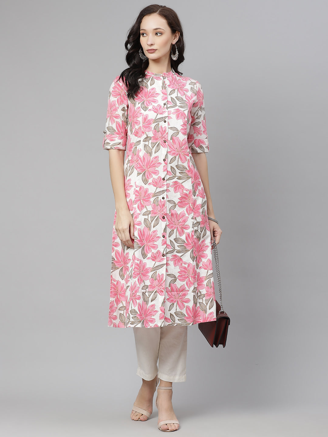 Women'S Floral Print A-Line Cotton Kurta | LASVINI - Redefining Indian Fashion with Elegance