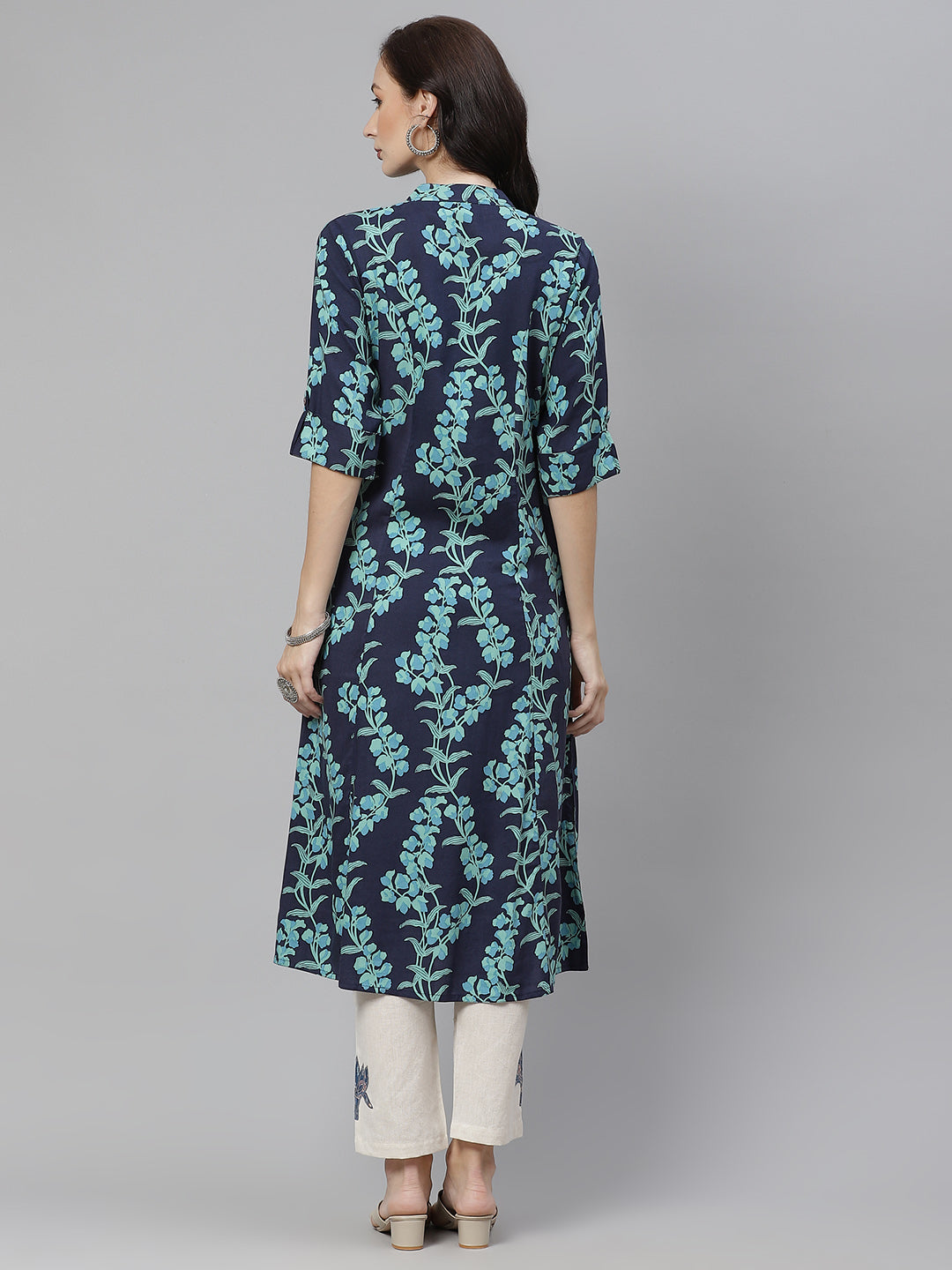 Women'S Leaf Printed A-Line Rayon Kurta | LASVINI - Redefining Indian Fashion with Elegance