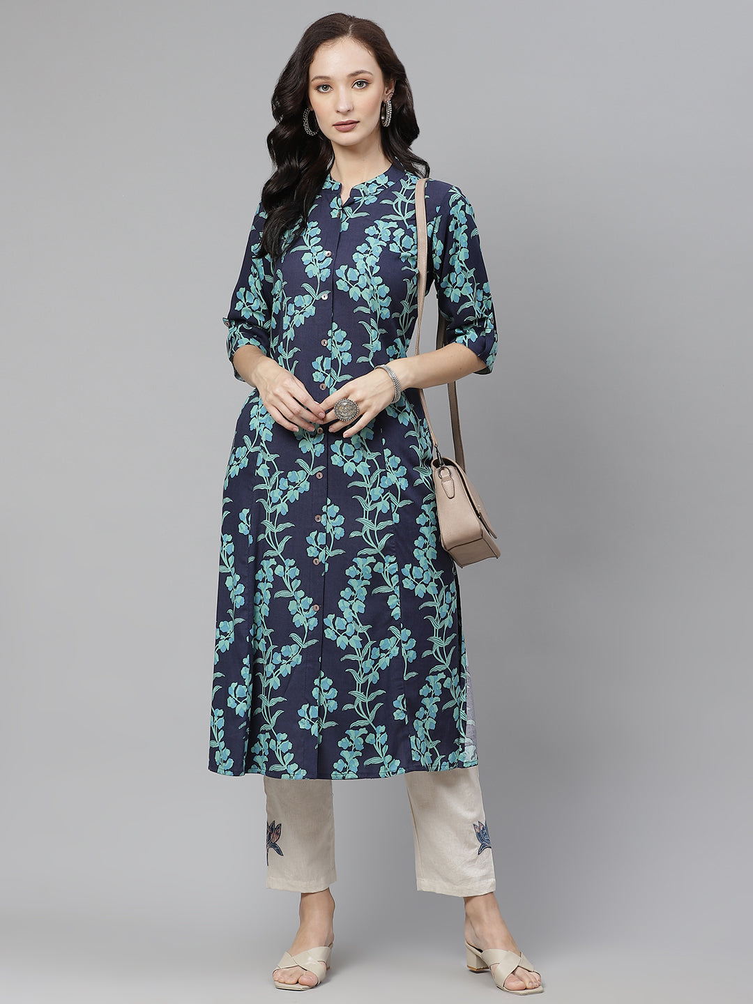 Women'S Leaf Printed A-Line Rayon Kurta | LASVINI - Redefining Indian Fashion with Elegance