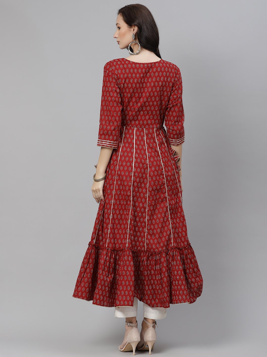Women'S Maroon Flared Kurta | LASVINI - Redefining Indian Fashion with Elegance