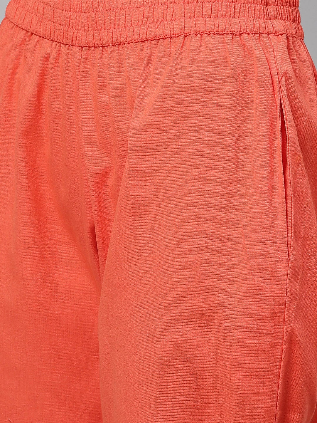 Women'S Peach Muslin Kurta And Cotton Pant Set | LASVINI - Redefining Indian Fashion with Elegance