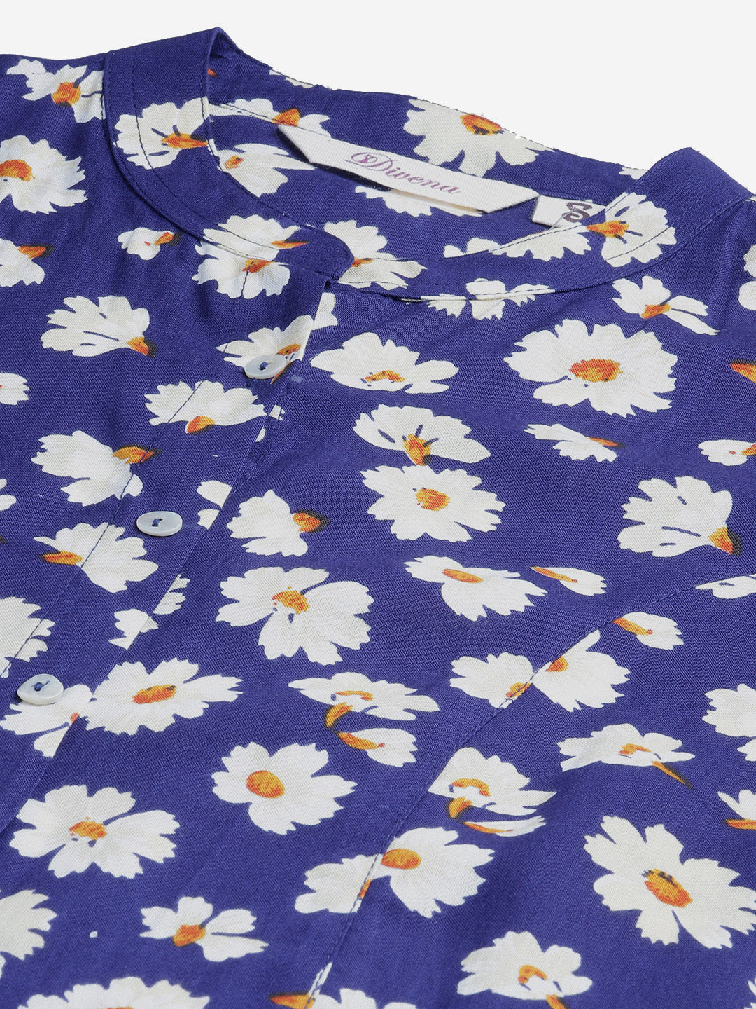 Women'S Rayon Dark Blue Floral Top | LASVINI - Redefining Indian Fashion with Elegance