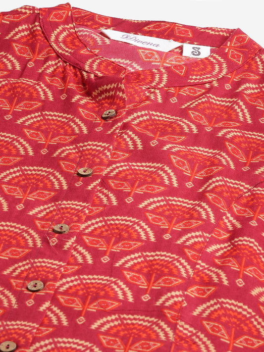 Women'S Rayon Maroon Printed Top | LASVINI - Redefining Indian Fashion with Elegance