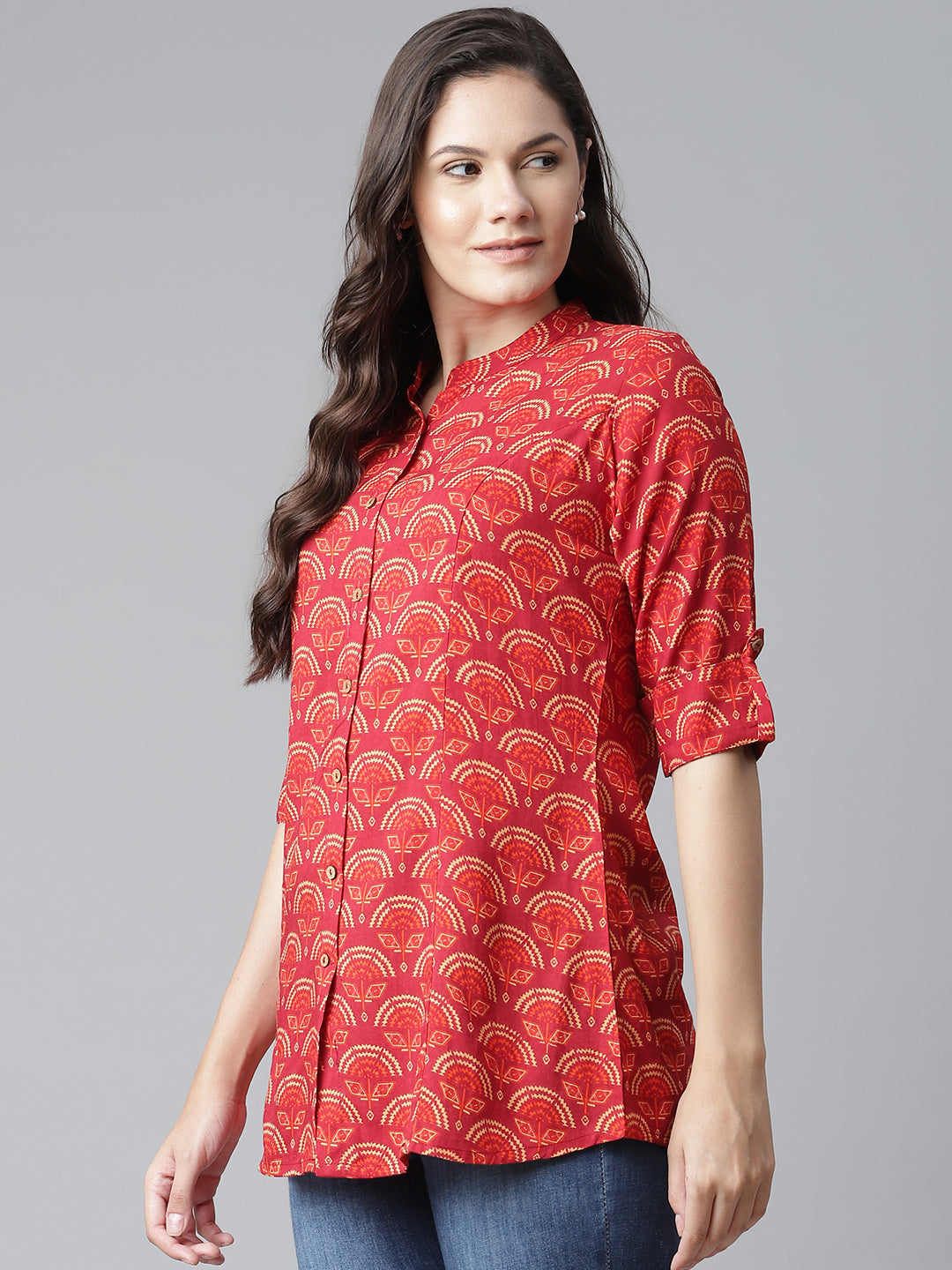 Women'S Rayon Maroon Printed Top | LASVINI - Redefining Indian Fashion with Elegance