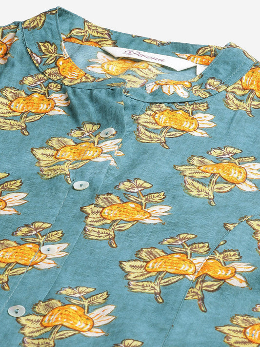 Women'S Sea Green Rayon Printed Top | LASVINI - Redefining Indian Fashion with Elegance