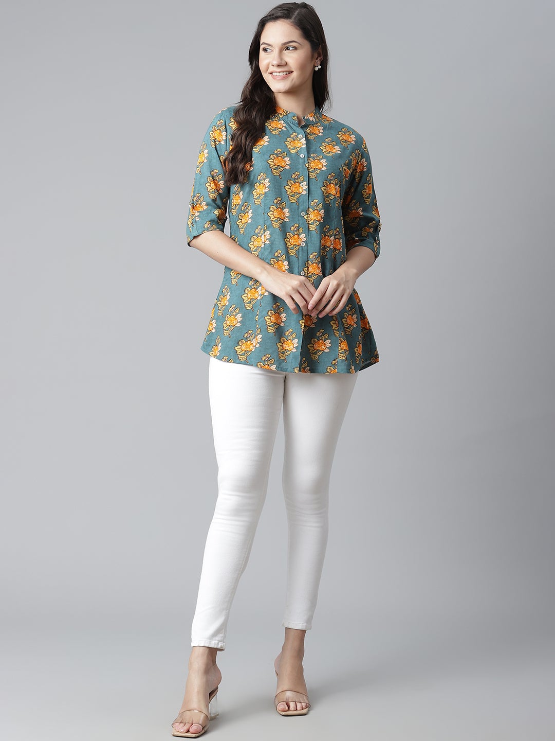 Women'S Sea Green Rayon Printed Top | LASVINI - Redefining Indian Fashion with Elegance