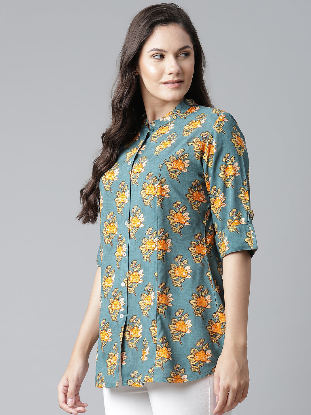 Women'S Sea Green Rayon Printed Top | LASVINI - Redefining Indian Fashion with Elegance