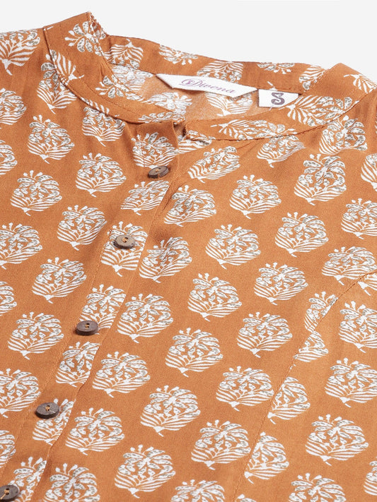 Women'S Mustard Rayon Printed Top | LASVINI - Redefining Indian Fashion with Elegance