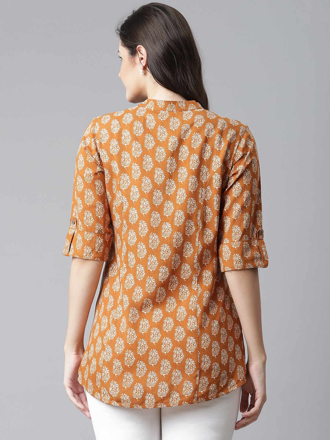 Women'S Mustard Rayon Printed Top | LASVINI - Redefining Indian Fashion with Elegance