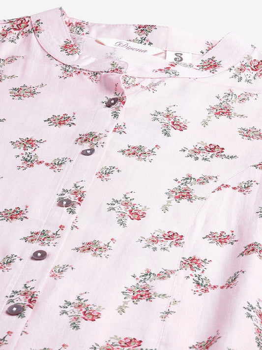 Women'S Pink Rayon Printed Top | LASVINI - Redefining Indian Fashion with Elegance