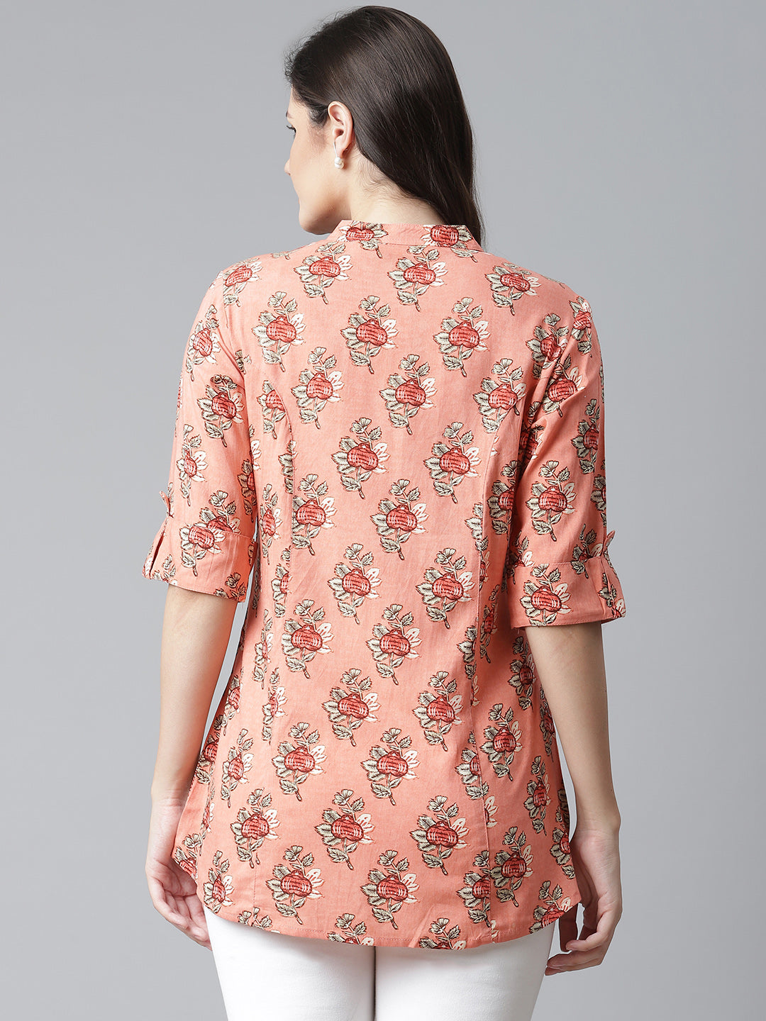 Women'S Peach Printed Rayon Top | LASVINI - Redefining Indian Fashion with Elegance