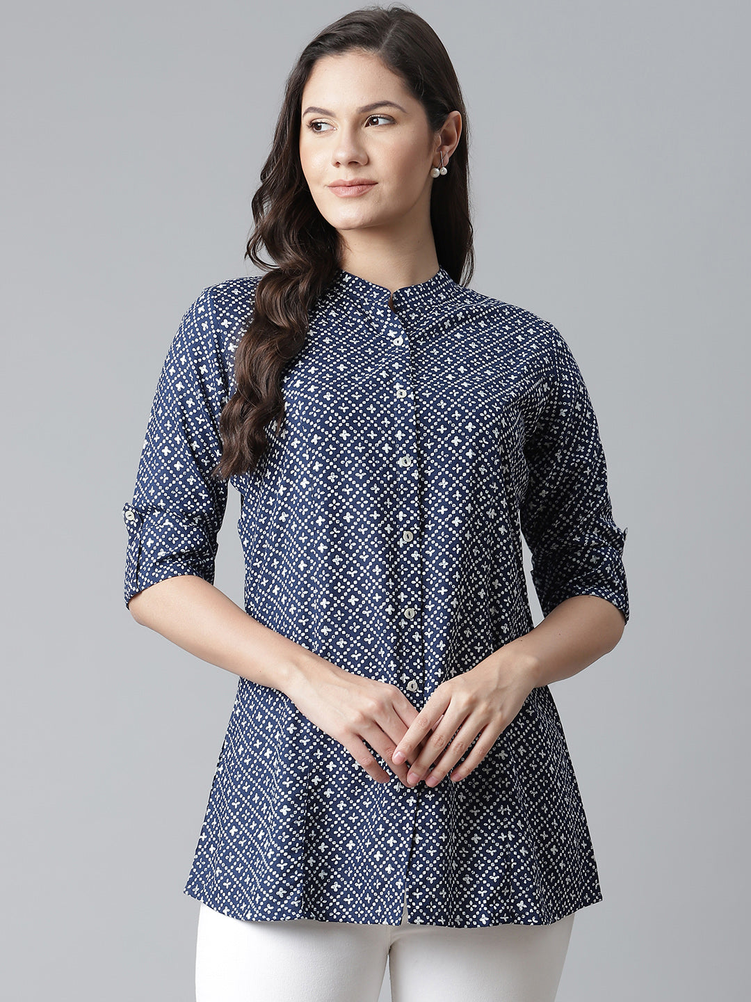 Women'S Blue Rayon Printed Top | LASVINI - Redefining Indian Fashion with Elegance