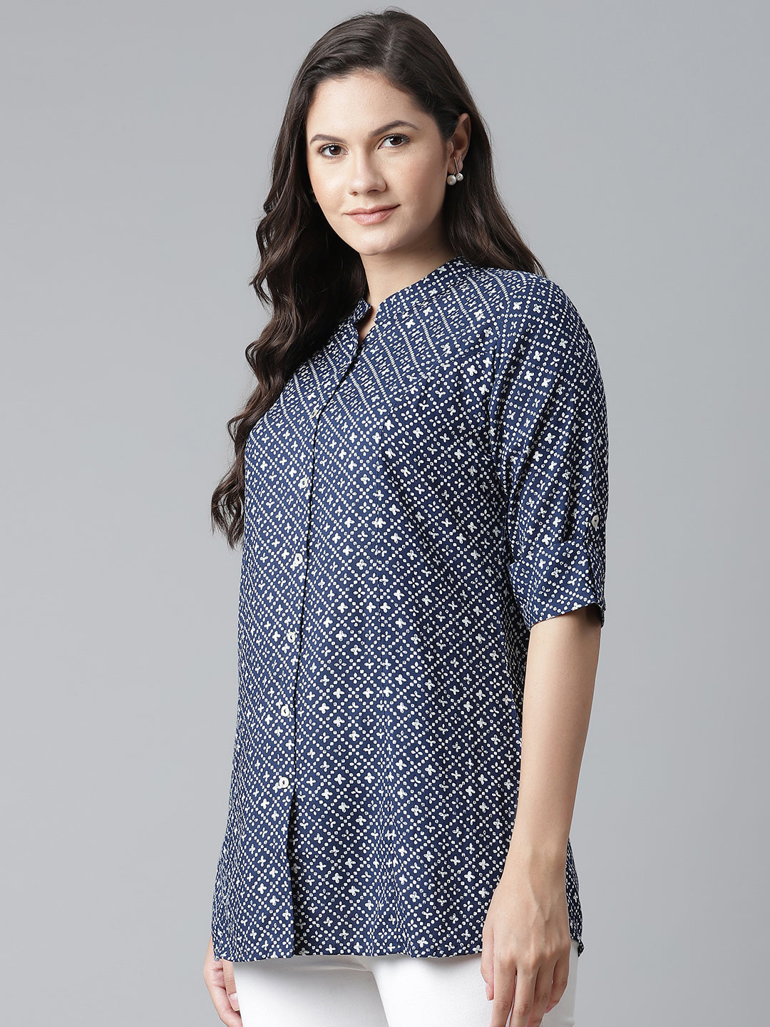 Women'S Blue Rayon Printed Top | LASVINI - Redefining Indian Fashion with Elegance