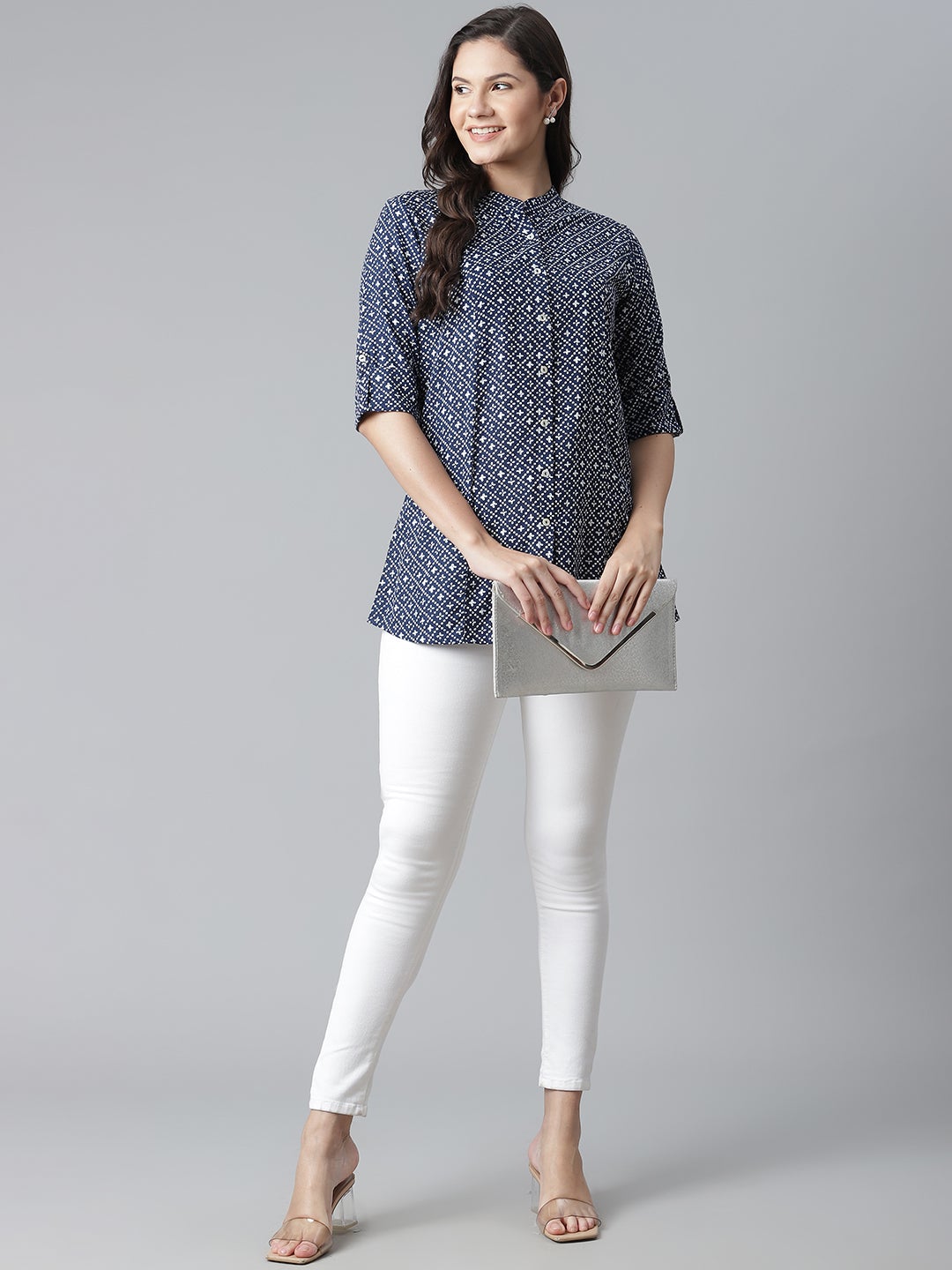 Women'S Blue Rayon Printed Top | LASVINI - Redefining Indian Fashion with Elegance