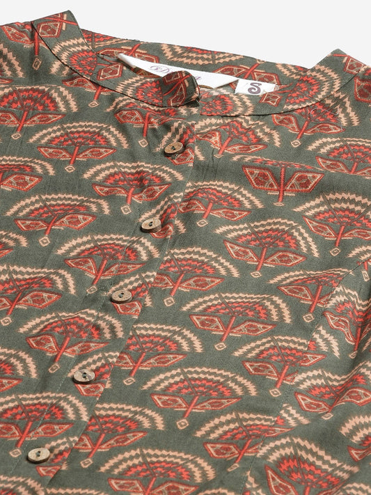 Women'S Green Rayon Printed Top | LASVINI - Redefining Indian Fashion with Elegance