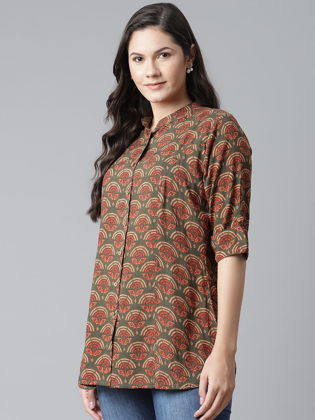 Women'S Green Rayon Printed Top | LASVINI - Redefining Indian Fashion with Elegance