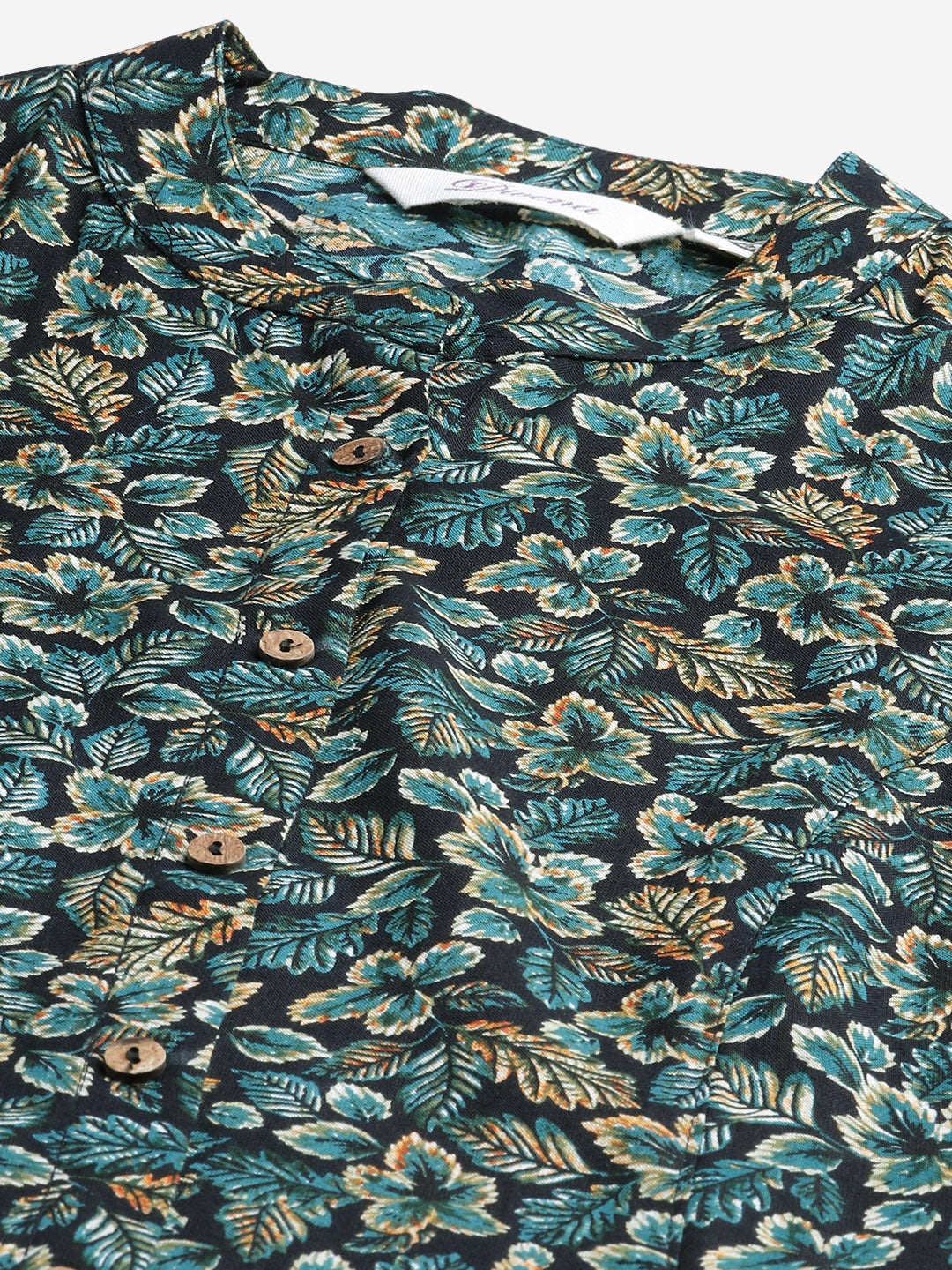 Women'S Navy Blue Green Rayon Printed Top | LASVINI - Redefining Indian Fashion with Elegance