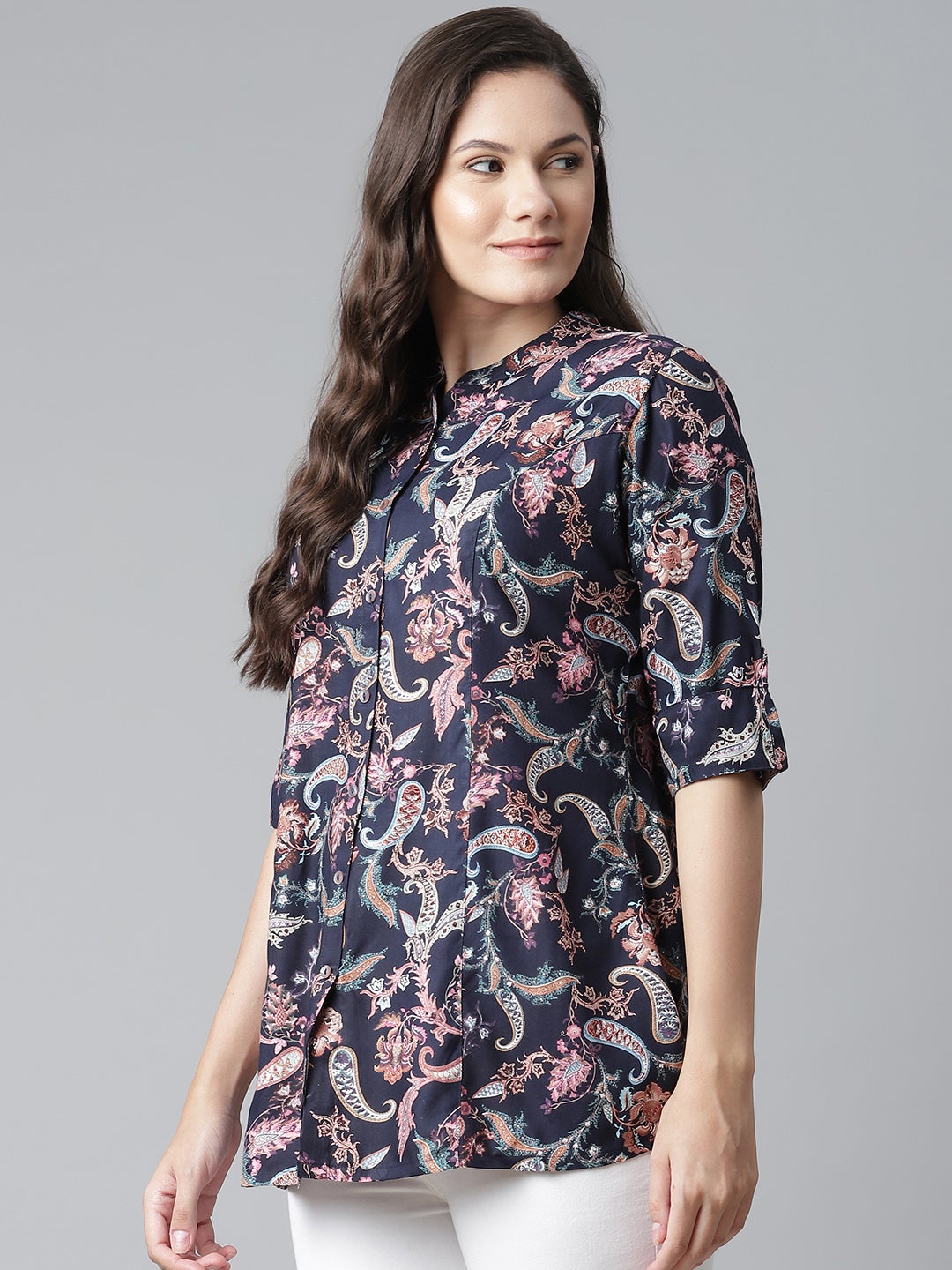 Women'S Blue Printed Rayon Top | LASVINI - Redefining Indian Fashion with Elegance