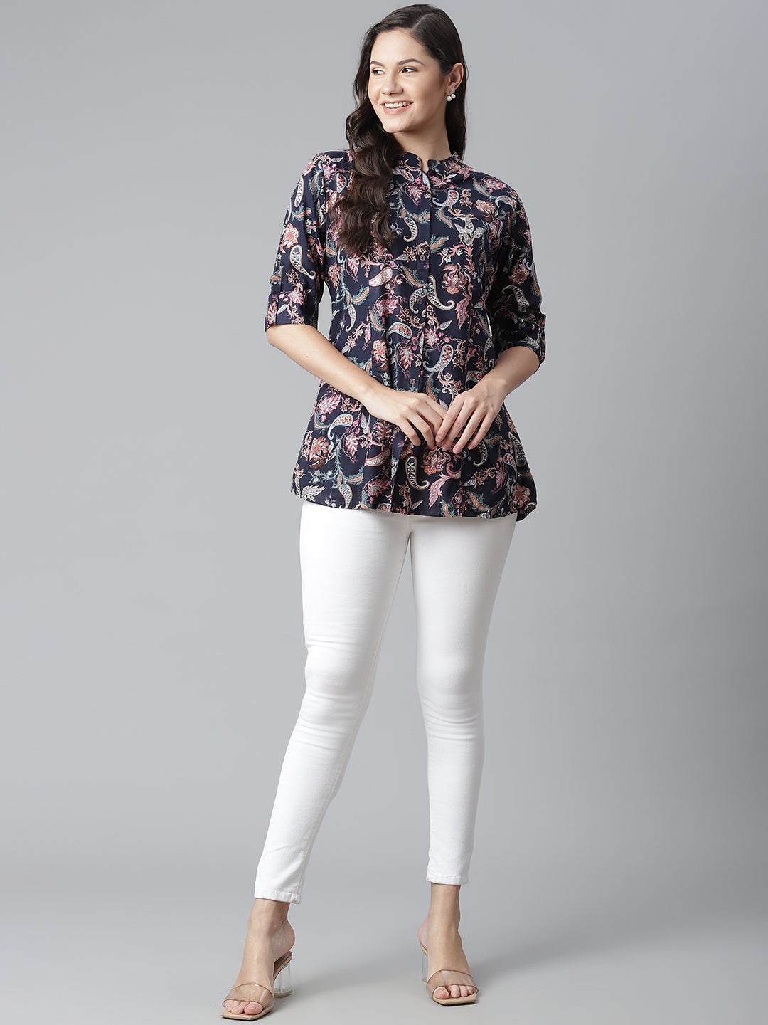 Women'S Blue Printed Rayon Top | LASVINI - Redefining Indian Fashion with Elegance