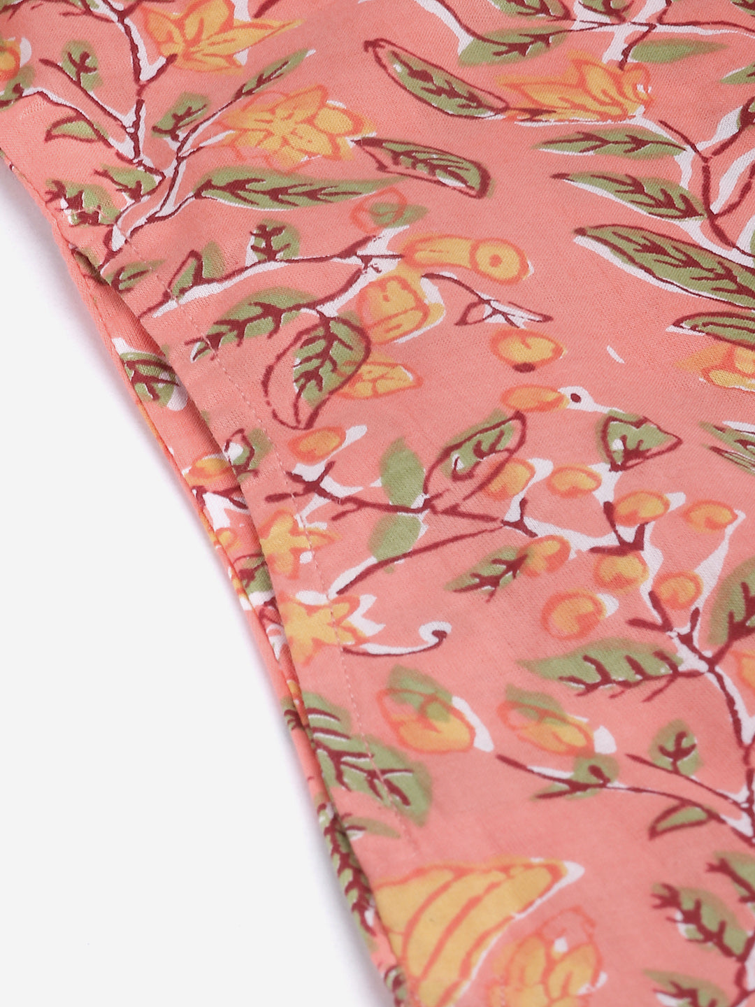 Women'S Peach Floral Print Cotton Straight Kurta | LASVINI - Redefining Indian Fashion with Elegance