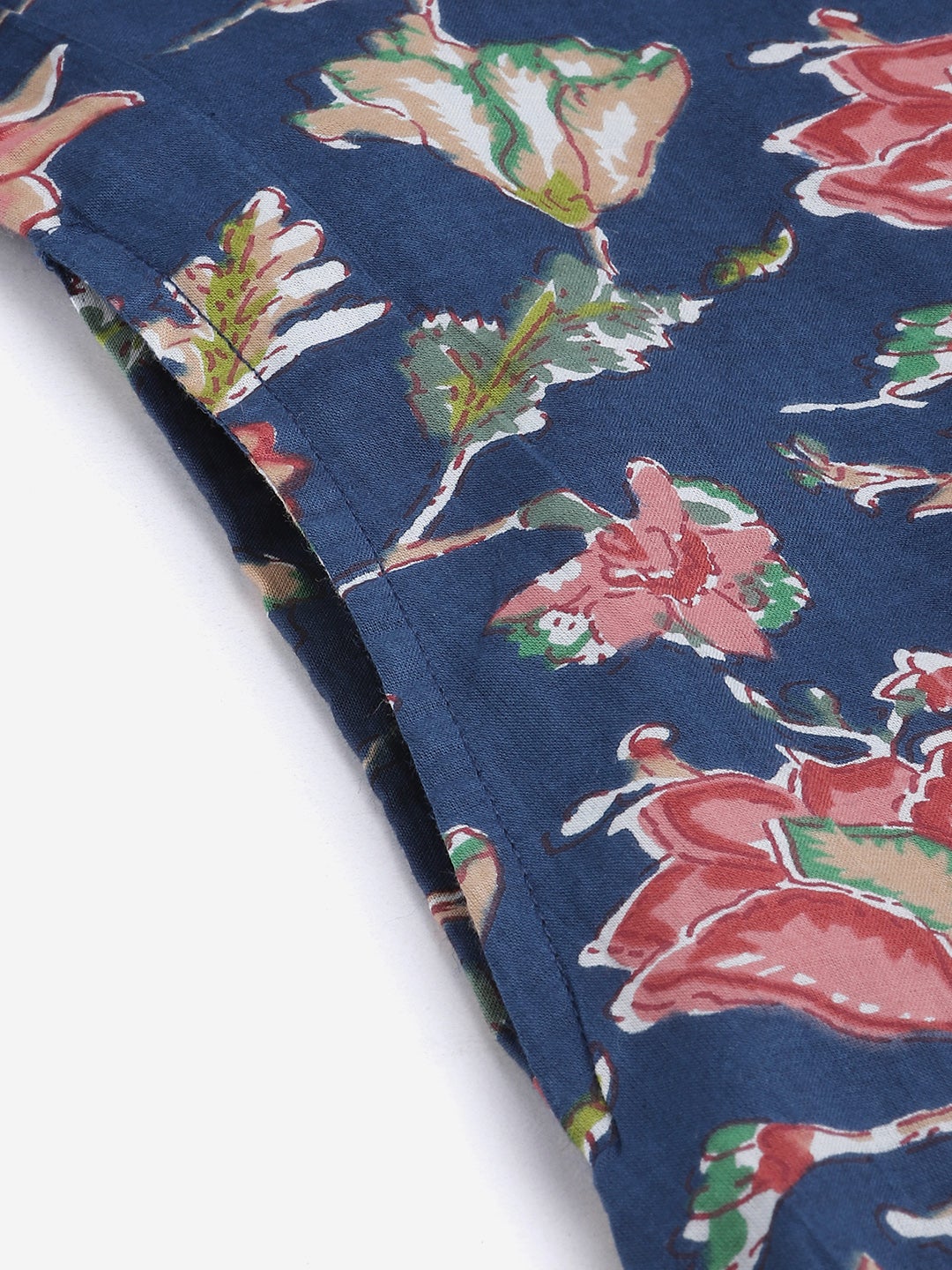 Women'S Blue Floral Print Cotton Straight Kurta | LASVINI - Redefining Indian Fashion with Elegance