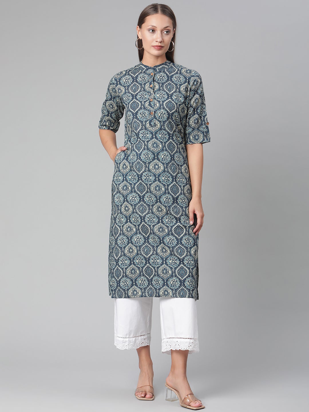 Women'S Indigo Cotton Straight Kurta | LASVINI - Redefining Indian Fashion with Elegance