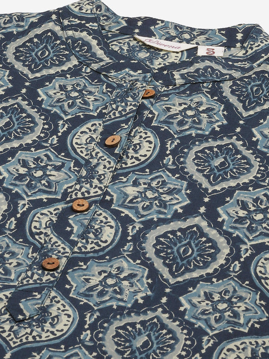 Women'S Indigo Cotton Straight Kurta | LASVINI - Redefining Indian Fashion with Elegance