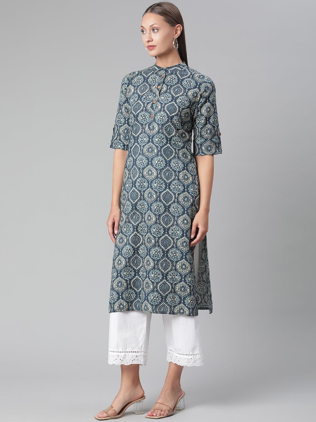 Women'S Indigo Cotton Straight Kurta | LASVINI - Redefining Indian Fashion with Elegance