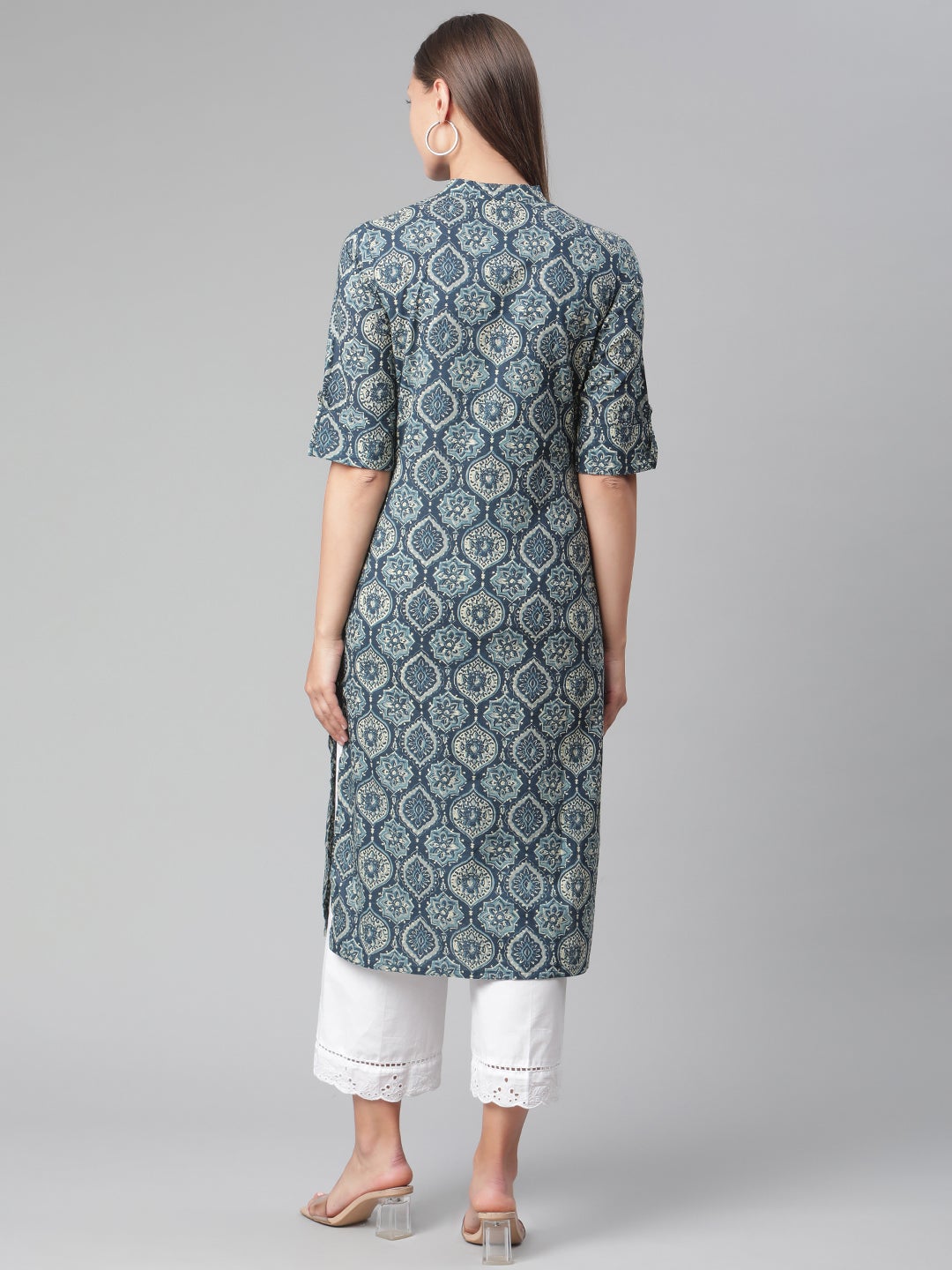 Women'S Indigo Cotton Straight Kurta | LASVINI - Redefining Indian Fashion with Elegance