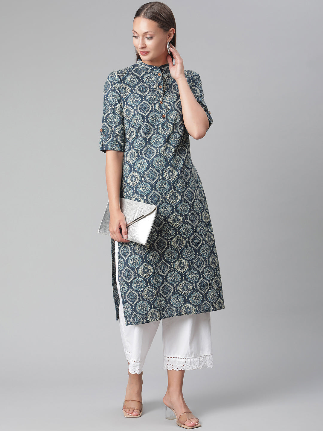 Women'S Indigo Cotton Straight Kurta | LASVINI - Redefining Indian Fashion with Elegance