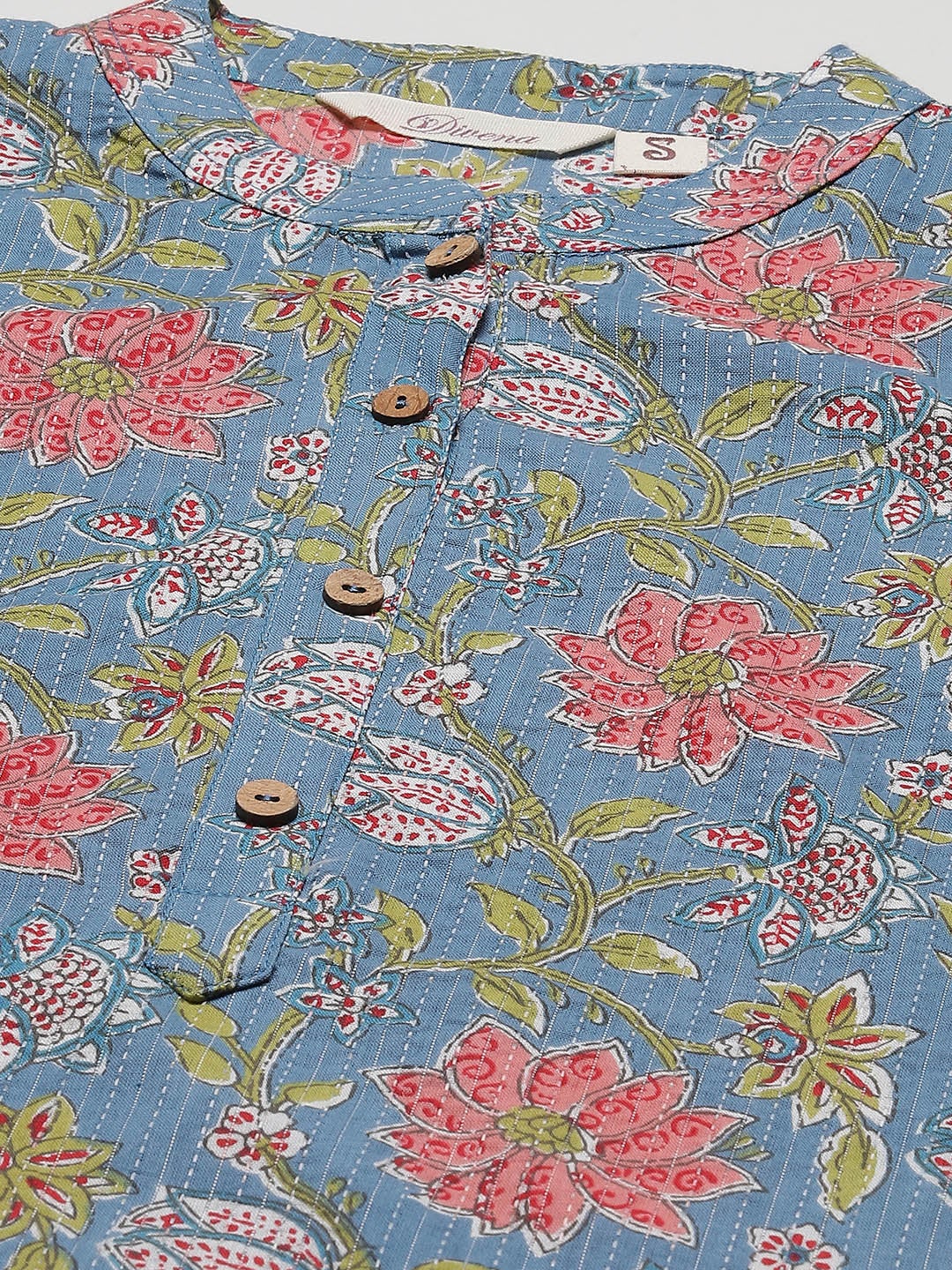 Women'S Blue Printed Cotton Straight Kurta | LASVINI - Redefining Indian Fashion with Elegance
