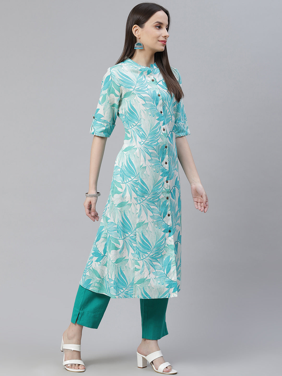 Women'S Floral Print White Cotton Flex Kurta | LASVINI - Redefining Indian Fashion with Elegance
