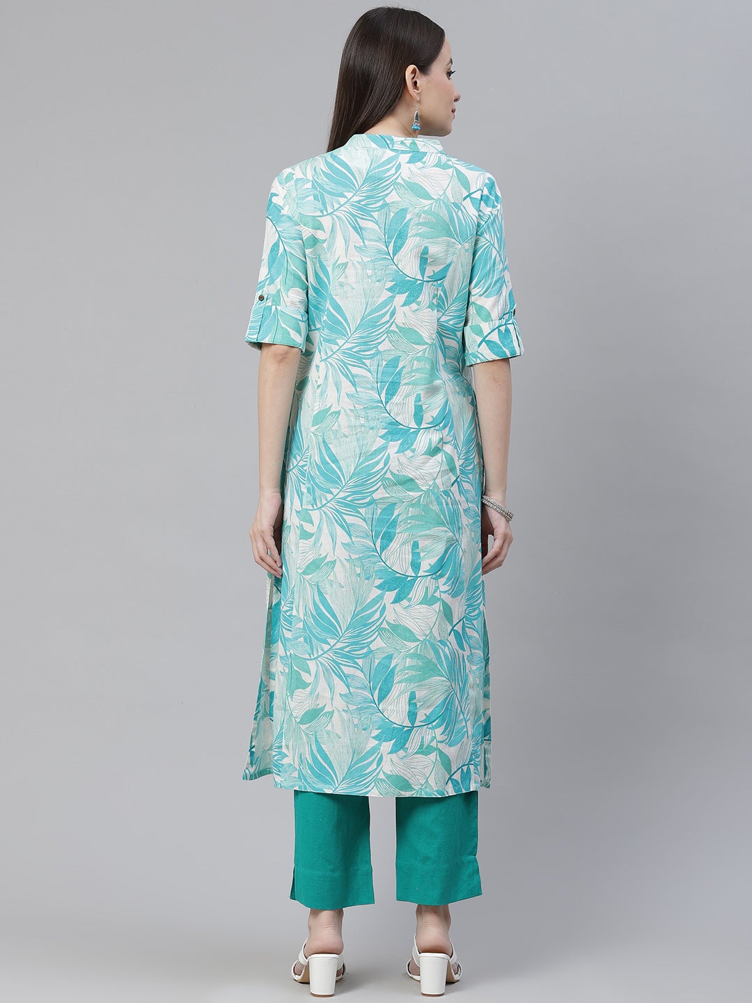 Women'S Floral Print White Cotton Flex Kurta | LASVINI - Redefining Indian Fashion with Elegance