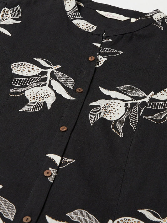 Women'S Black Cotton Flex A-Line Kurta | LASVINI - Redefining Indian Fashion with Elegance