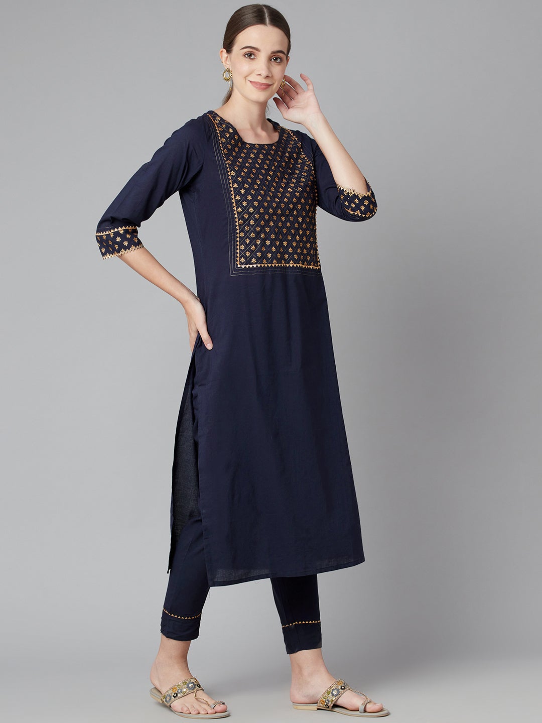 Women'S Blue Solid Straight Rayon Kurta Pant Set With Dupatta | LASVINI - Redefining Indian Fashion with Elegance
