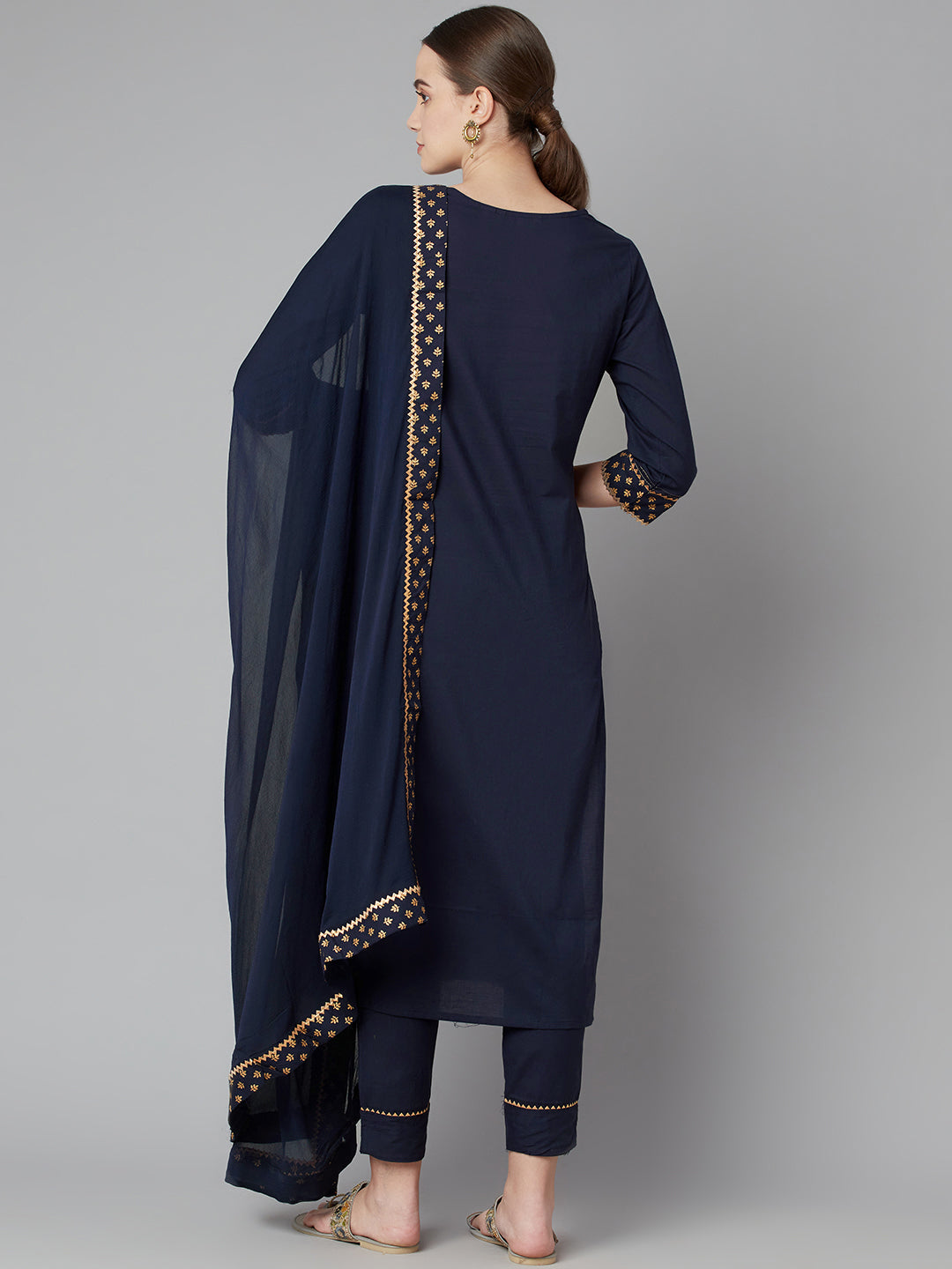 Women'S Blue Solid Straight Rayon Kurta Pant Set With Dupatta | LASVINI - Redefining Indian Fashion with Elegance