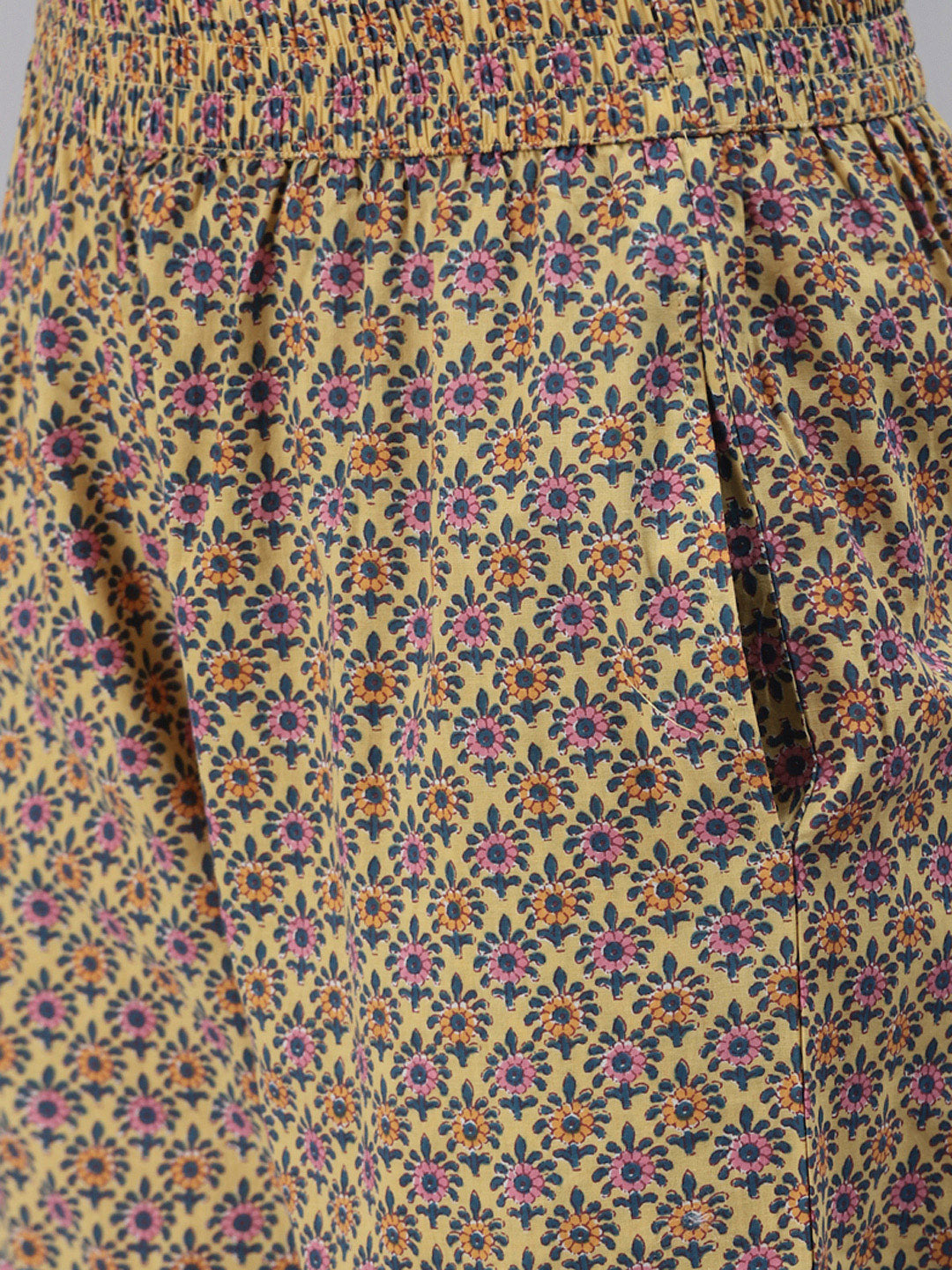 Women'S Yellow Floral Anarkali Pant Set With Dupatta | LASVINI - Redefining Indian Fashion with Elegance