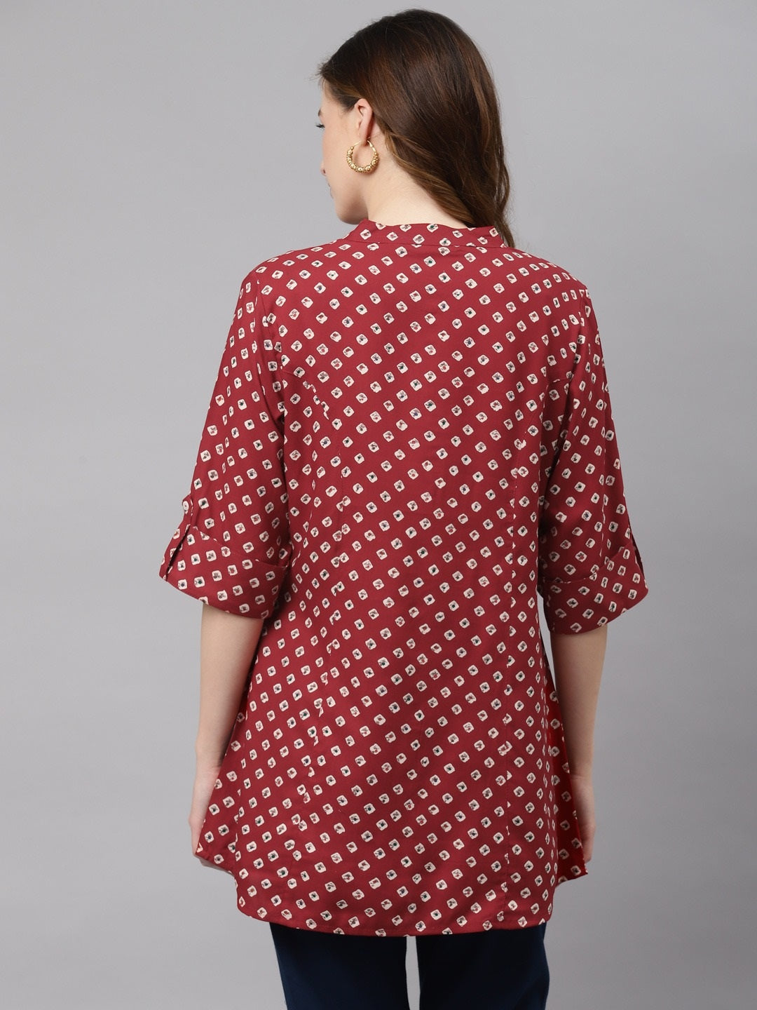 Women'S Maroon Bandhani Print Top | LASVINI - Redefining Indian Fashion with Elegance